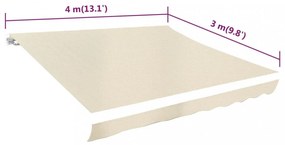 krémszínű vászon napellenző ponyva 4 x 3 m (a váz nem tartozék)