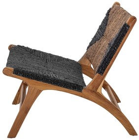 Fekete-barna fotel szövött résszel Grant - Bloomingville