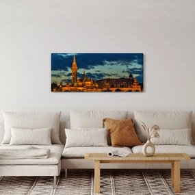 Kivilágított épületek képe (120x50 cm)