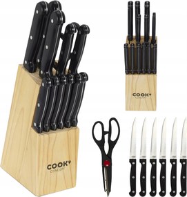 11 Db-os Konyhakés Készlet Kenyértartó Blokkban Fekete Éles