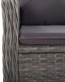 3 részes szürke polyrattan és üveg kerti étkezőgarnitúra