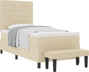 vidaXL Boxrugós ágy matracmal fejtámlával Krém 90 x 190 cm szövet