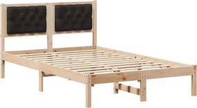 vidaXL Ágykeret fejtámlával Fekete 120 x 200 cm Tömör fenyőfa