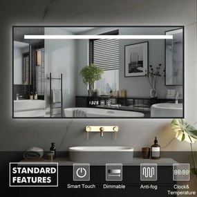 IREDA Fürdőszobatükör LED világítással 100 x 75 cm