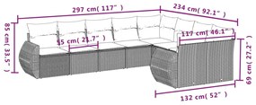 9-részes bézs polyrattan kerti ülőgarnitúra párnákkal