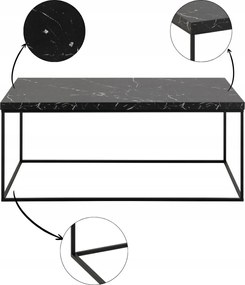 Barossa Dohányzóasztal Fekete Márvány Utánzat modern téglalap alakú asztal