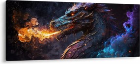 Kép - Lángokat köpködő sárkány (120x50 cm)
