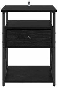 Éjjeliszekrény 2 pcs Musta tammi 40 x 42 x 55 cm Faanyag