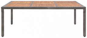 szürke polyrattan és akácfa kerti asztal 200 x 150 x 74 cm