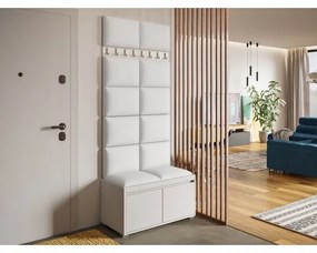 Előszoba bútor  Kendora 80 (12 db. Pazara 40x30-as kárpitozott fali panelekkel) (öko-bőr soft 011 + fehér). 1054002
