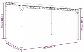 krémszínű szövet és acél pavilon 4 x 3 m 180 g/m²