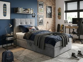 Kárpitozott boxspring ágy DIRELIS TRINITY 90x200 cm szürke Matrac: Bonell rugós matrac