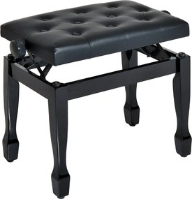 HOMCOM Zongoraszék, Zongorapad, Szétnyitható Magasságú Szék Zenei Eszközökhöz, Tömbfa és Műbőr Fekete 64 x 35 x 45-55 cm | Aosom