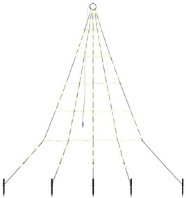 LED Karácsonyfák talajráccsal Meleg fehér 180 cm Fém