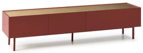 Piros TV-állvány tölgyfa dekorral 180x45 cm Arista – Teulat