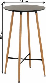 Bárasztal, fekete/tölgy, átmérő 60 cm, IMAM