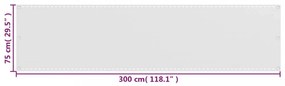 fehér HDPE erkélyparaván 75 x 300 cm