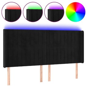 fekete bársony LED-es fejtámla 203x16x118/128 cm
