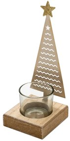 Karácsonyi fém gyertyatartó CHRISTMAS TREE 18 cm arany
