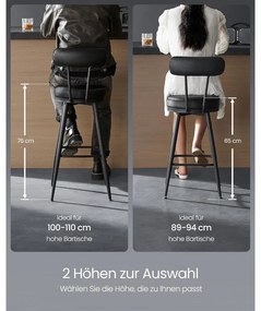 EKHO 360°-ban forgatható bárszék 2 darabos szett, 76 cm magas, tintafekete színben