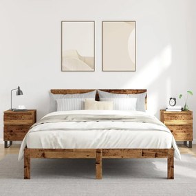 2 db antik fa színű szerelt fa éjjeliszekrény 40 x 35 x 50 cm