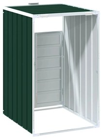 zöld acél kerekes tároló 1 szemeteskukához 72 x 81 x 115 cm
