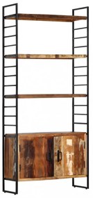4 szintes tömör újrahasznosított fa könyvespolc 80x30x180 cm