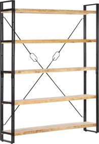 vidaXL 5 szintes tömör mangófa könyvespolc 140 x 30 x 180 cm