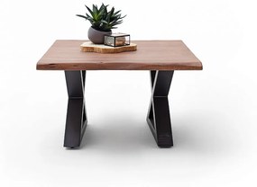 CARTAGENA dohányzó asztal akácfa 75x75cm - X alakú antracit szürke lábbal - Dió