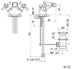 RAV Slezák MK145.0 - Bidé csaptelep + MORAVA leeresztő 6,5 cm fényes króm