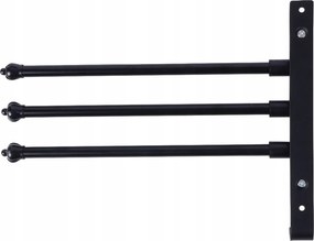 Fürdőszobai fali törölközőtartó fém fekete forgatható akasztó 30cm