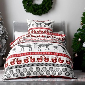 FLANEL DELUXE mintájú ágyneműhuzat Homa CHRISTMAS GREY REINDEER 140x200 cm