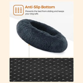 FEANDREA Kutyaágy, macskaágy, puha plüss felülettel 60 cm, sötétszürke