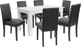 Leon 6+1 étkező garnitúra fehér-fekete