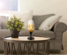 Globo 15552T2 Asztali lámpa fém fekete matt, arany színű/átlátszó színátmenetes üveg búra, fekete textil kábel, billenőkapcsoló a kábelen, ø: 150mm, M: 310mm, kábel hossza 1500mm, 1x E27 40W 230V izzó nélkül