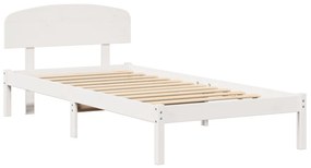 ágykeret fejtámlával fehér 90x190 cm tömör fenyő