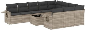 vidaXL 11 részes világosszürke polyrattan kerti ülőgarnitúra párnákkal
