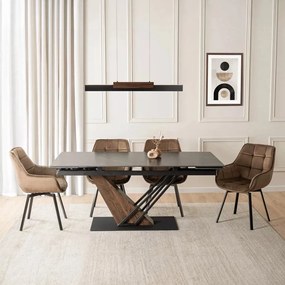 Fekete Márvány/Dió Színű Bővíthető Étkezőasztal. REX 2 180-240 cm Belföldi Raktárról