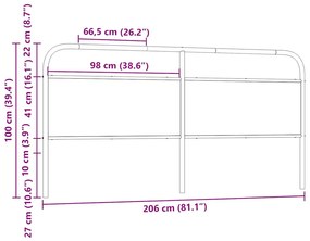fejtámla füstölt tölgy 200 cm acél és fűrészelt fa