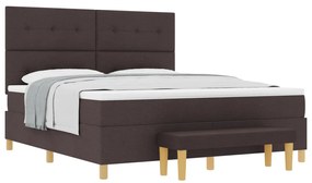 Boxspring Ágy Mattal és Pad Dark Brown 180x200 cm Szövet