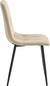 AKCIÓ Világos bézs bársony étkezőszék LIBRA fekete lábakkal II. osztály