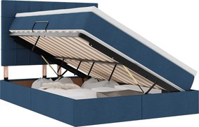 vidaXL Ágy tárolóval és matraccal Kék 140 x 190 cm Poliészter