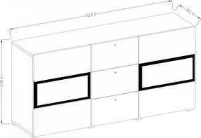 Baros 26 komód 132 cm - sötét beton / pala szürke