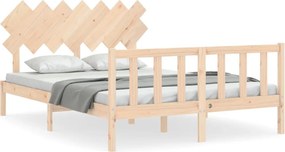 vidaXL tömör fa ágykeret fejtámlával King Size