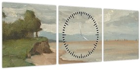 Kép - Jean-Baptiste-Camille Corot, Beach Near Etretat, reprodukciók (órával) (90x30 cm)