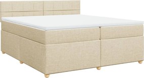vidaXL krémszínű szövet rugós ágy matraccal 200 x 200 cm