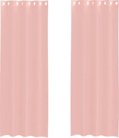 vidaXL 2 db rózsaszín fátyolfüggönyök rojtokkal 140x260 cm