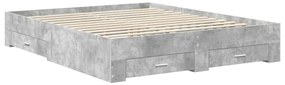 vidaXL Ágykeret fiókkal fejtámlával Beton Szürke 160 x 200 cm Faanyag