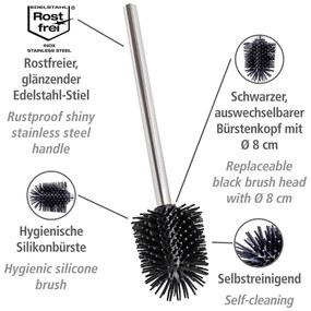 Fényes ezüstszínű rozsdamentes acél tartalék WC-kefe Ø 8 cm – Wenko
