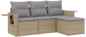 vidaXL 4 részes bézs polyrattan kerti ülőgarnitúra párnákkal